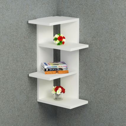 Rohová nástěnná police MILANO 60x31,4 cm bílá