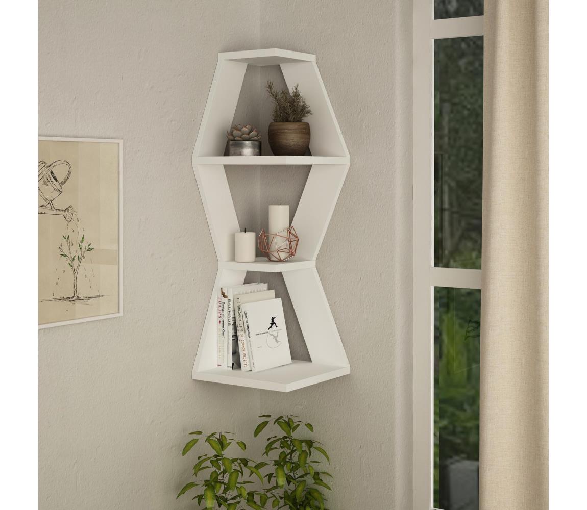 Asir Rohová nástěnná police SABLOR 86x30 cm bílá AS0679