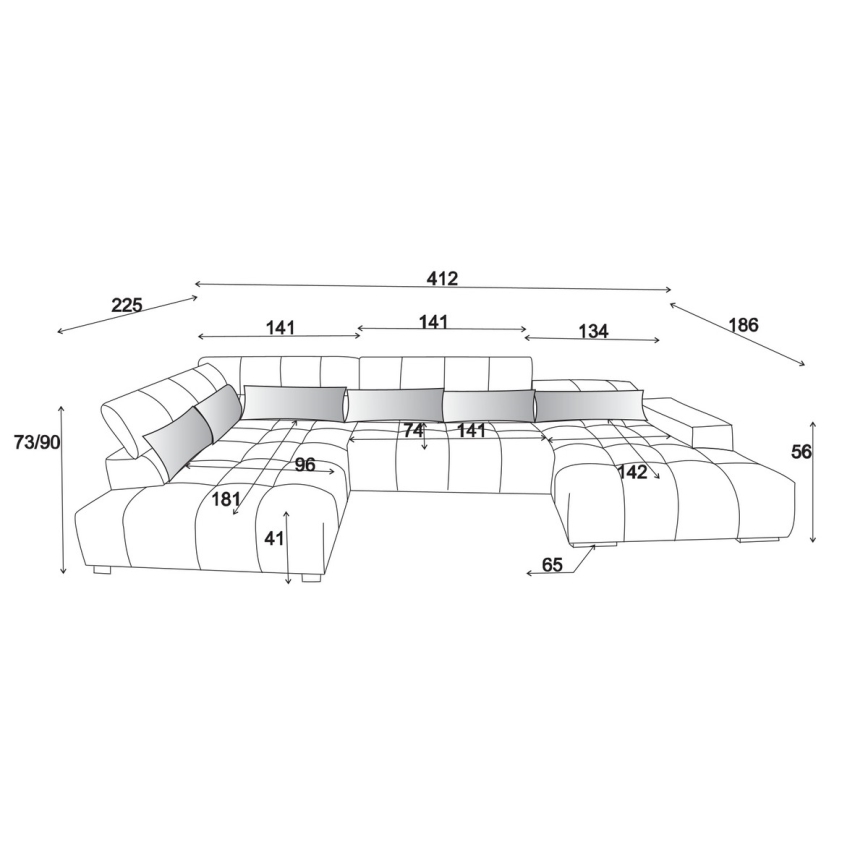 Rohová sedací souprava s opěrkami hlavy do U TROPEA béžová