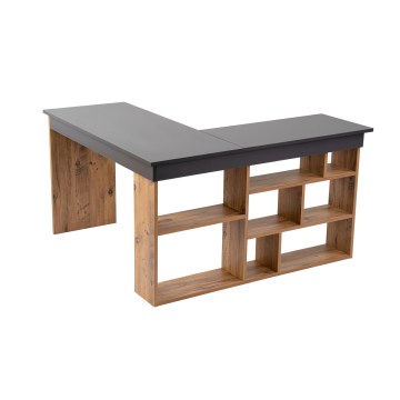 Rohový psací stůl RUND 130x120 cm borovice/antracit