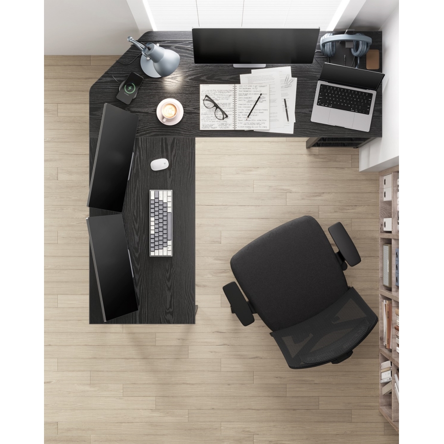 Rohový psací stůl SOLEA 138x138 cm černá