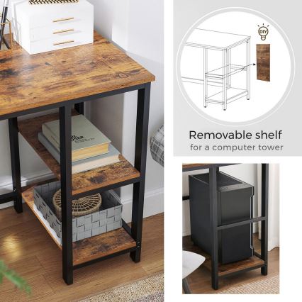 Rohový psací stůl SOLEA 138x138 cm hnědá/černá