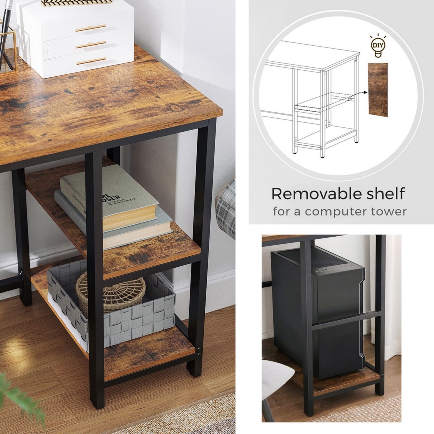 Rohový psací stůl SOLEA 138x138 cm hnědá/černá