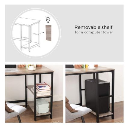 Rohový psací stůl SOLEA 138x138 cm hnědá/černá