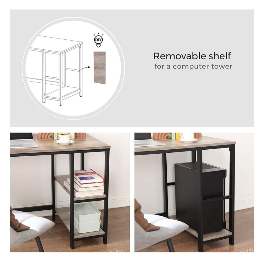 Rohový psací stůl SOLEA 138x138 cm hnědá/černá