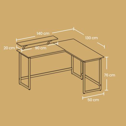 Rohový psací stůl SOLEA 140x130 cm černá