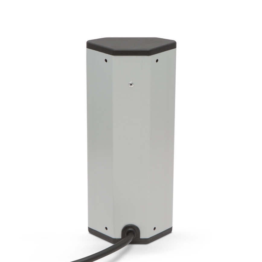 Rohový zásuvkový sloupek 3x230V + 2xUSB-A černá/stříbrná