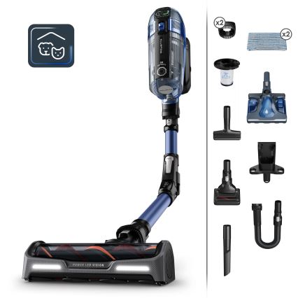 Rowenta - Tyčový vysavač s mopem X-FORCE FLEX ANIMAL AQUA AUTO 3v1 480W/32,4V 2500 mAh modrá