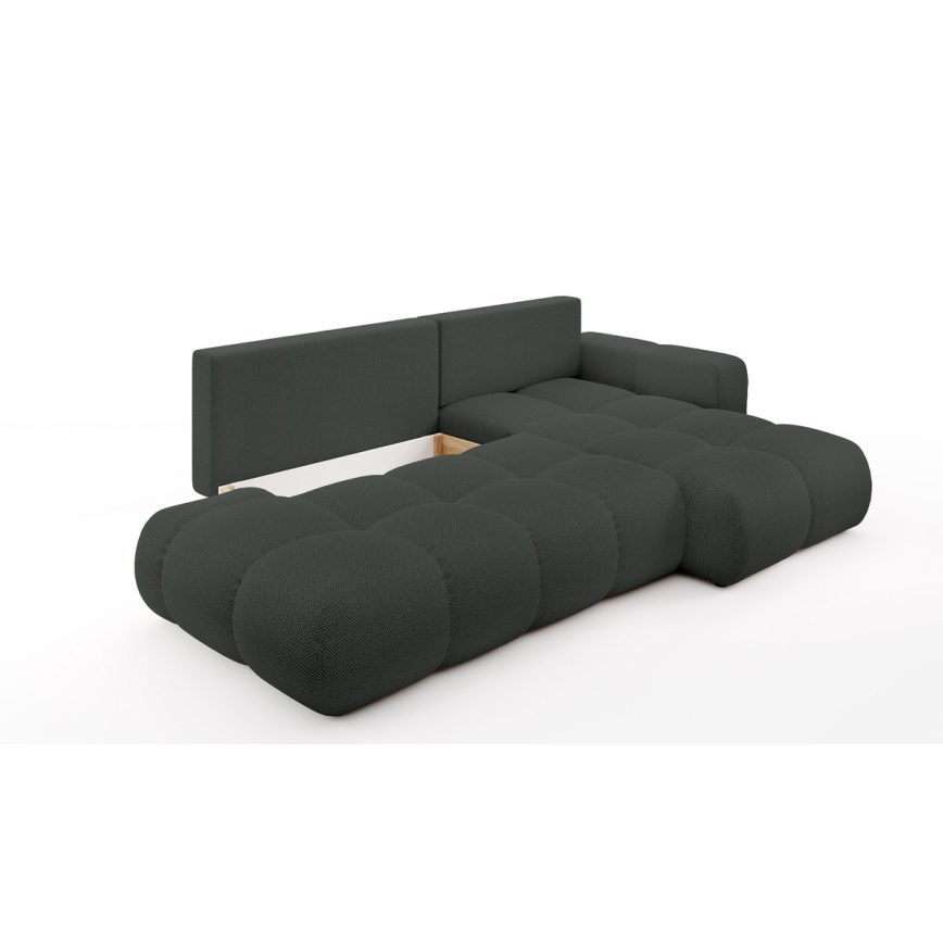 Rozkládací rohová čalouněná sedací souprava s úložným prostorem do L ALMADA pravá antracit