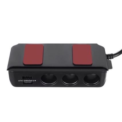 Rozbočovač autozásuvky 12V + 4x USB s voltmetrem 12/24V