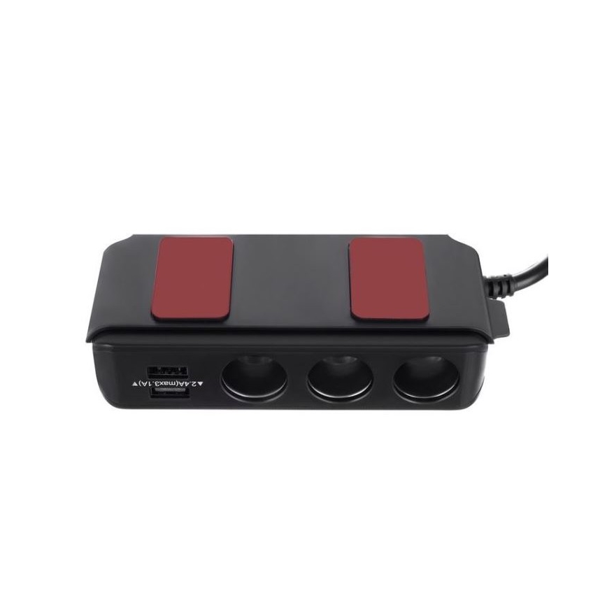 Rozbočovač autozásuvky 12V + 4x USB s voltmetrem 12/24V