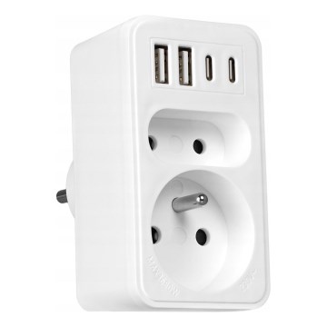 Rozbočovací zásuvka 2Z + 2xUSB-C + 2xUSB-A