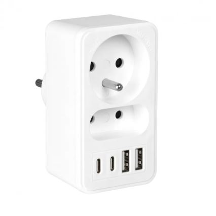 Rozbočovací zásuvka 2Z + 2xUSB-C + 2xUSB-A