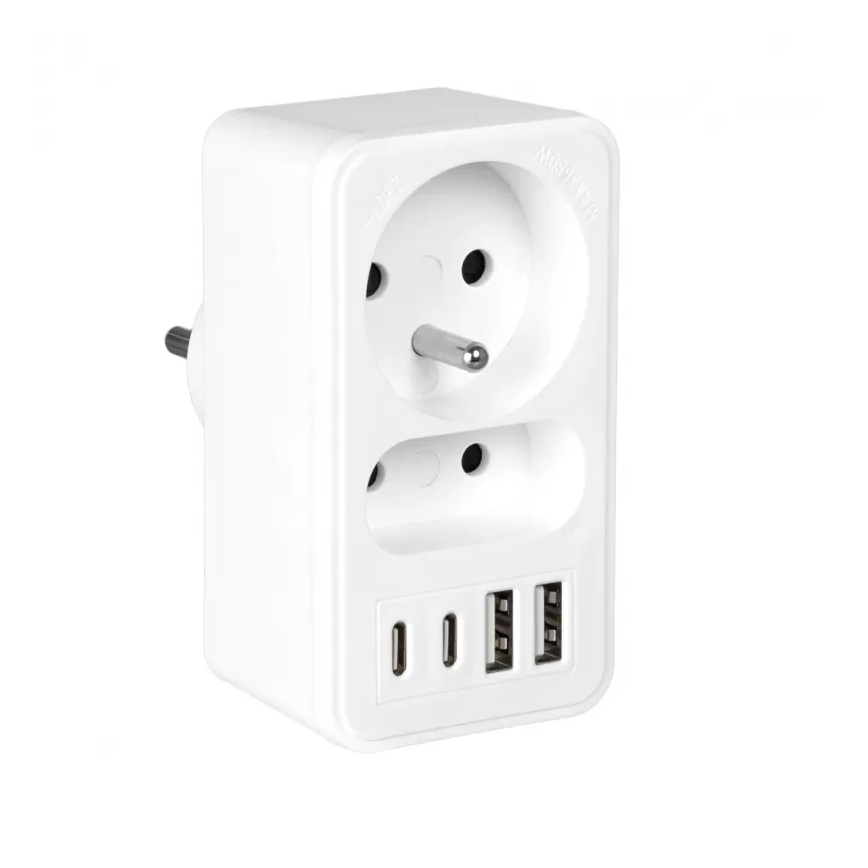 Rozbočovací zásuvka 2Z + 2xUSB-C + 2xUSB-A