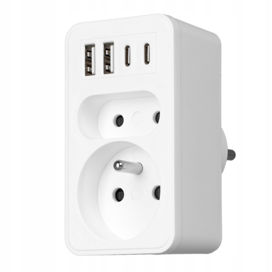 Rozbočovací zásuvka 2Z + 2xUSB-C + 2xUSB-A