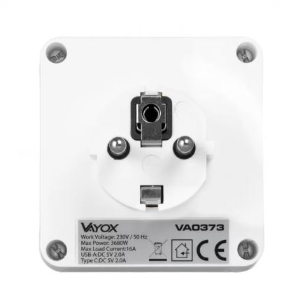 Rozbočovací zásuvka 2Z + USB-C + USB-A s LED osvětlením LED/0,5W/230V 3000K