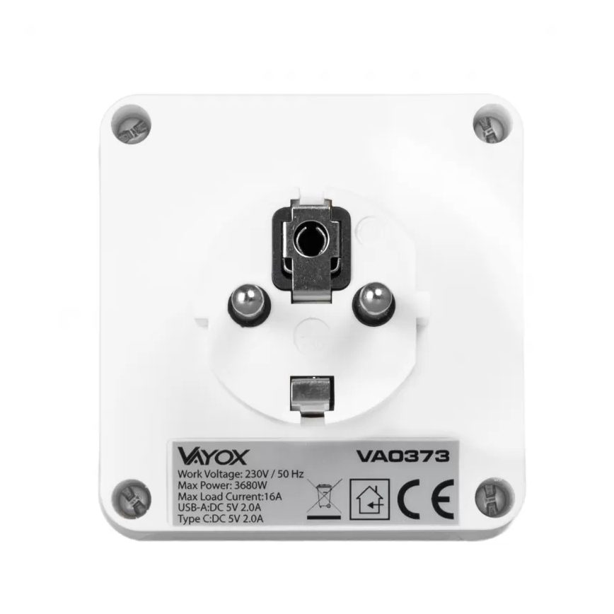 Rozbočovací zásuvka 2Z + USB-C + USB-A s LED osvětlením LED/0,5W/230V 3000K