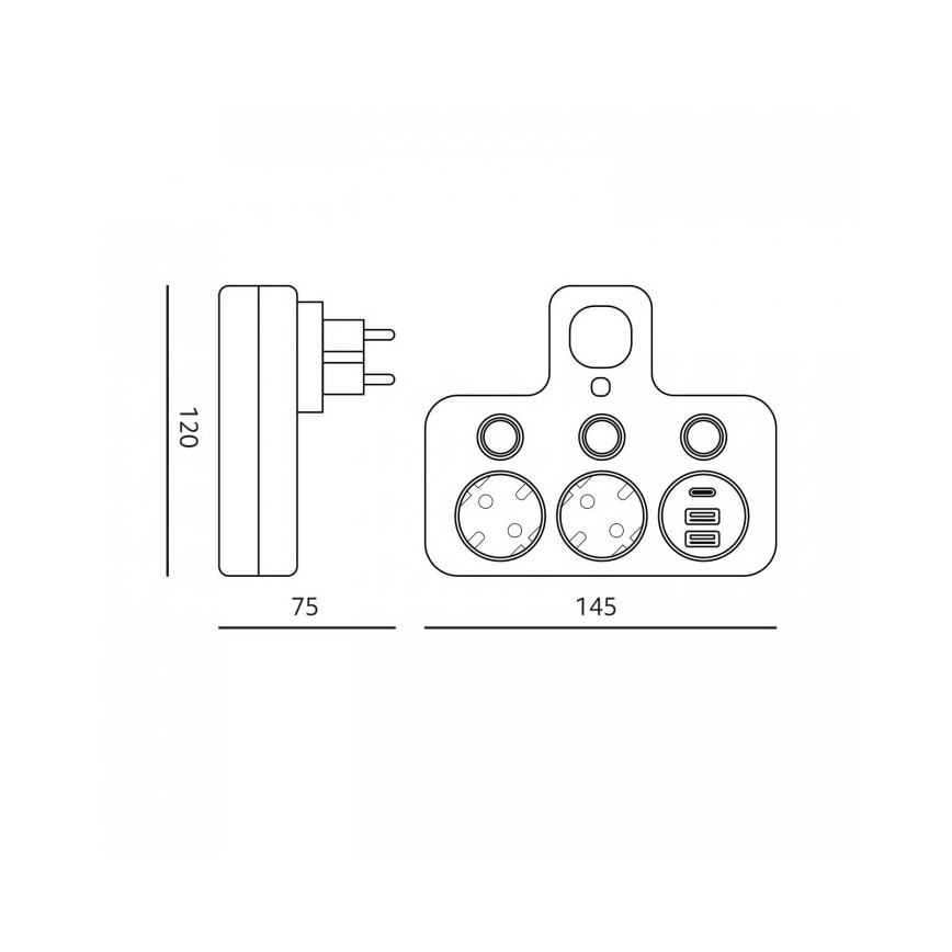 Rozbočovací zásuvka s vypínačem a LED osvětlením LINEA PRO 2Z + 3xUSB A/C SCHUKO 4000K bílá