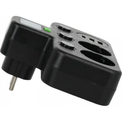 Rozbočovací zásuvka s vypínačem a LED osvětlením LINEA PRO 2Z + 3xUSB A/C SCHUKO 4000K černá