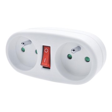 Rozbočovací zásuvka s vypínačem 2x 10A bílá