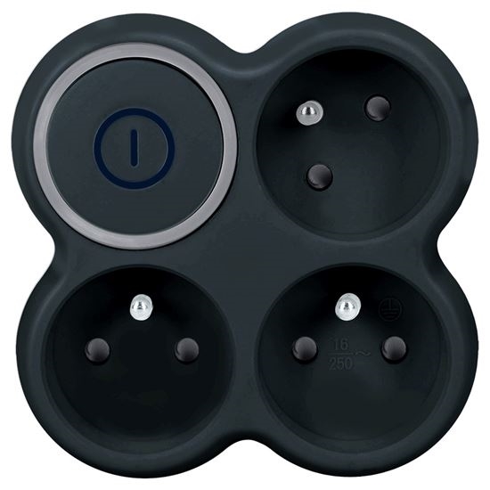 Rozbočovací zásuvka s vypínačem 3x 10A černá