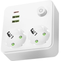 Rozbočovací zásuvka s vypínačem LINEA 2x230V + 3xUSB A/C SCHUKO bílá