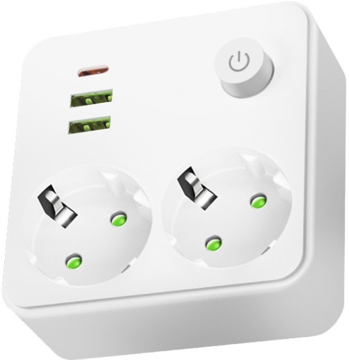 Rozbočovací zásuvka s vypínačem LINEA 2x230V + 3xUSB A/C SCHUKO bílá