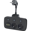 Rozbočovací zásuvka s vypínačem LINEA 2x230V + 4xUSB A/C SCHUKO černá