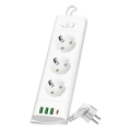 Rozbočovací zásuvka s vypínačem LINEA PRO 3x230V+ 3xUSB-A + 1xUSB-C SCHUKO 1,5 m bílá
