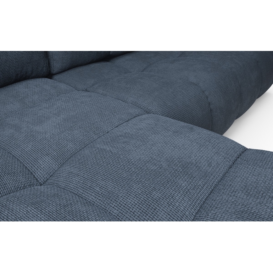 Rozkládací rohová čalouněná sedací souprava s úložným prostorem do L ALMADA levá modrá