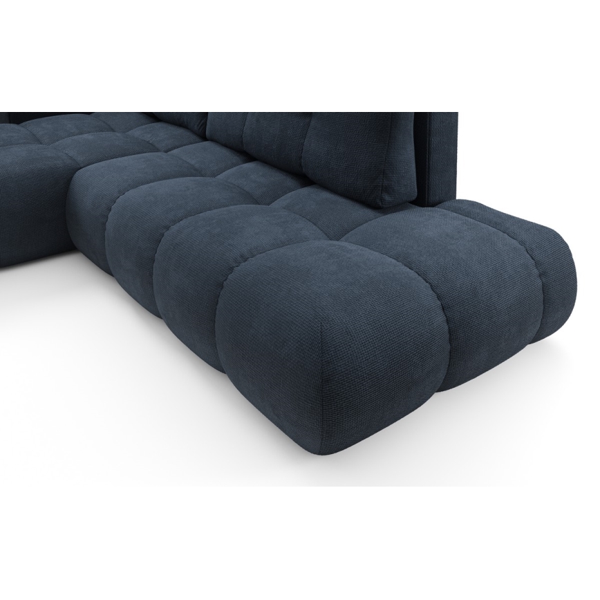 Rozkládací rohová čalouněná sedací souprava s úložným prostorem do L ALMADA levá modrá