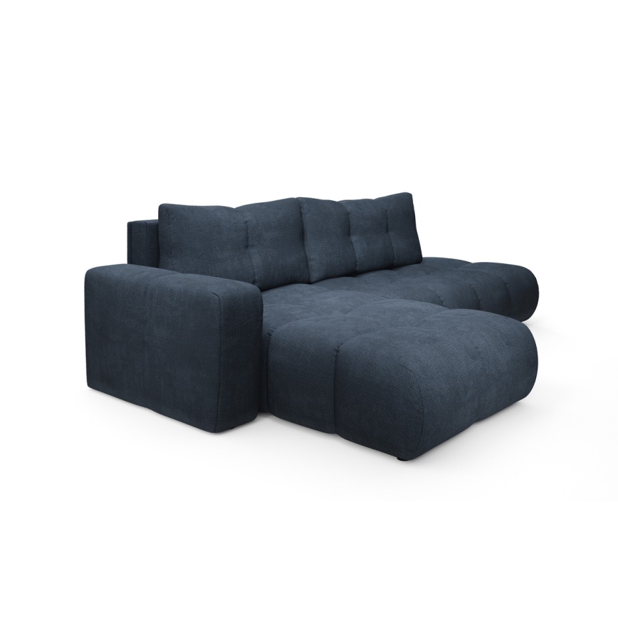 Rozkládací rohová čalouněná sedací souprava s úložným prostorem do L ALMADA levá modrá