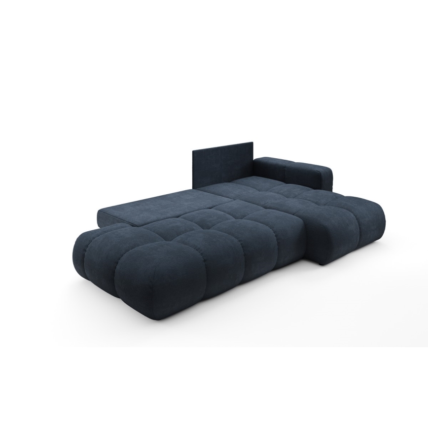 Rozkládací rohová čalouněná sedací souprava s úložným prostorem do L ALMADA pravá modrá