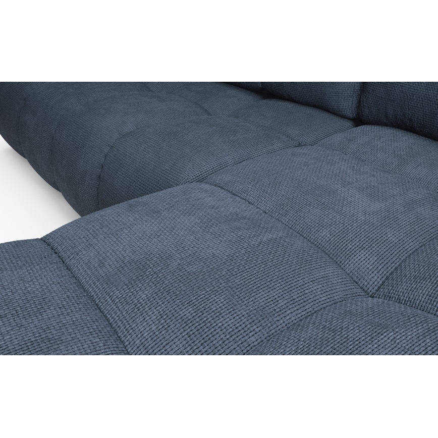 Rozkládací rohová čalouněná sedací souprava s úložným prostorem do L ALMADA pravá modrá