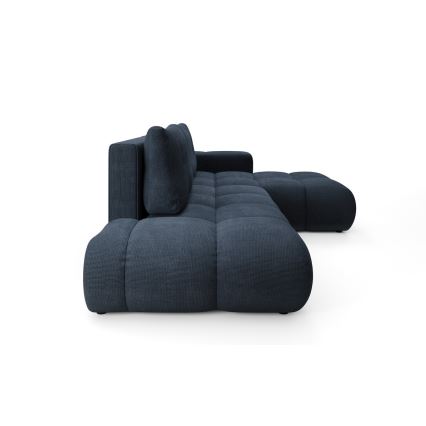 Rozkládací rohová čalouněná sedací souprava s úložným prostorem do L ALMADA pravá modrá