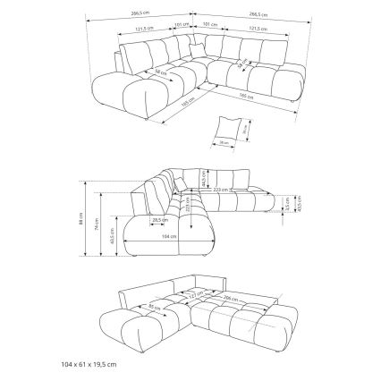 Rozkládací rohová čalouněná sedací souprava s úložným prostorem do L ALMADA pravá béžová