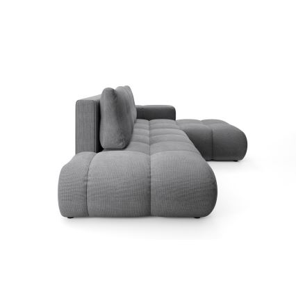 Rozkládací rohová čalouněná sedací souprava s úložným prostorem do L ALMADA pravá šedá
