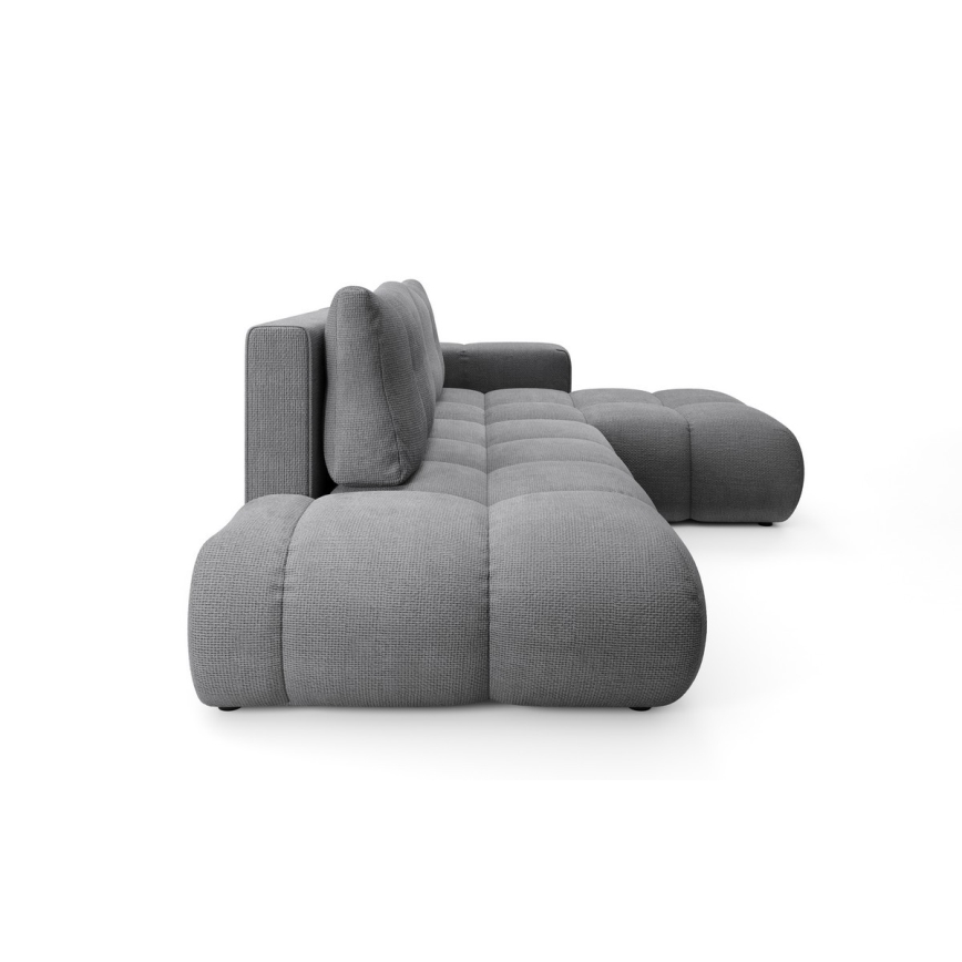 Rozkládací rohová čalouněná sedací souprava s úložným prostorem do L ALMADA pravá šedá