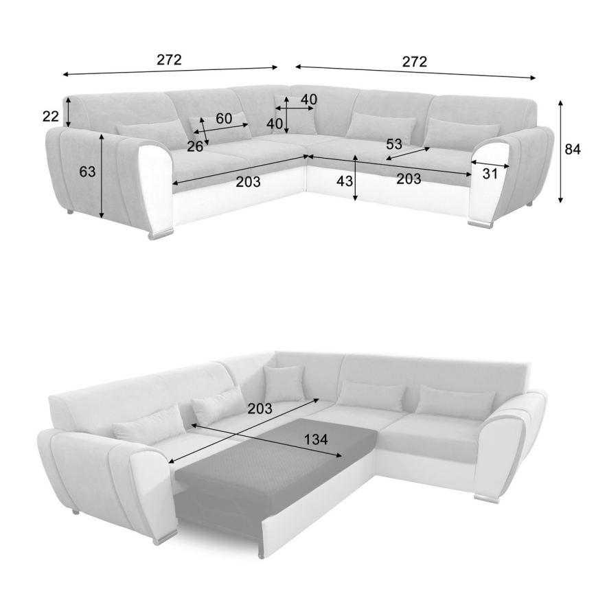 Rozkládací rohová sedací souprava s úložným prostorem do L VISEU pravá antracit/černá