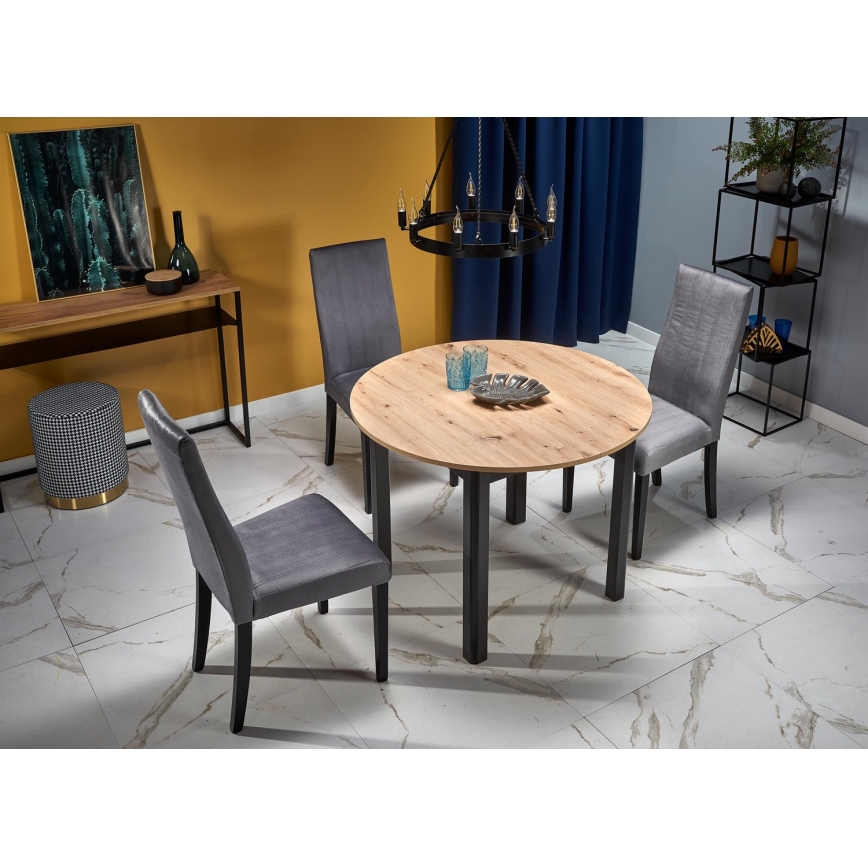 Rozkládací jídelní stůl CALMIO 102/142x102 cm dub artisan/černá