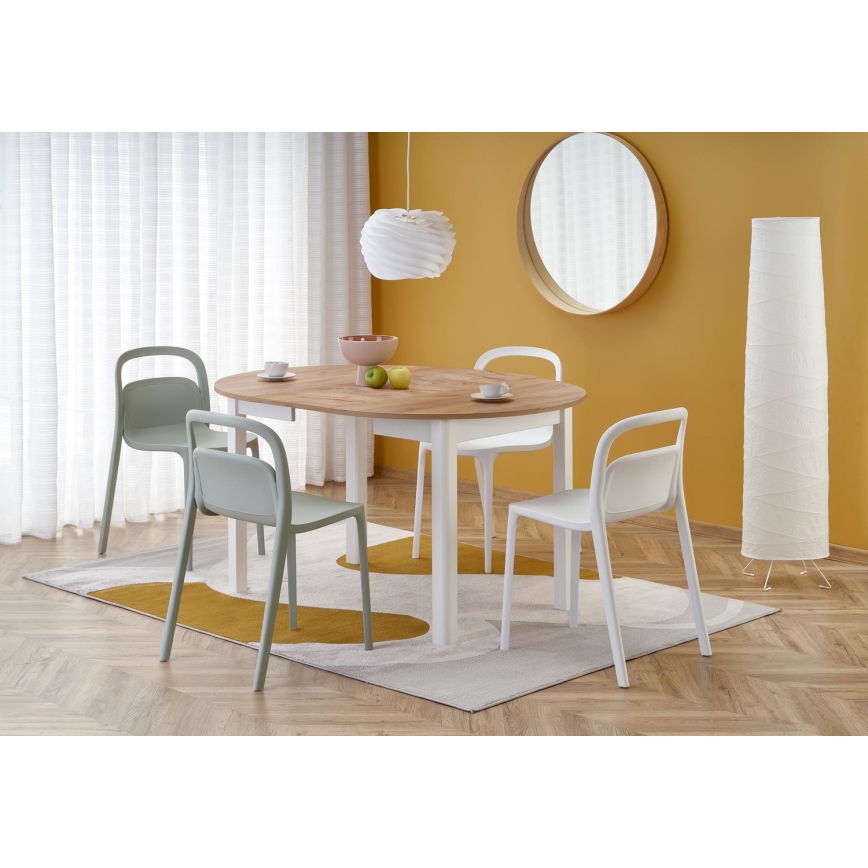Rozkládací jídelní stůl CALMIO 102/142x102 cm dub craft/bílá