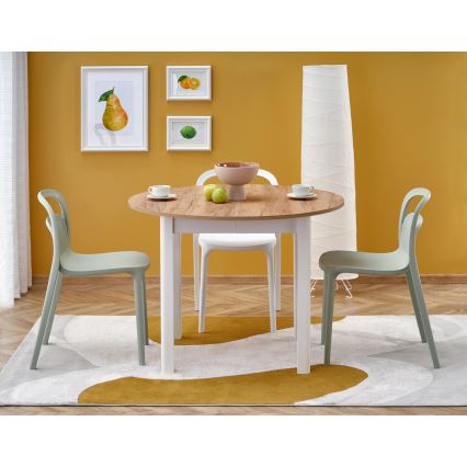 Rozkládací jídelní stůl CALMIO 102/142x102 cm dub craft/bílá
