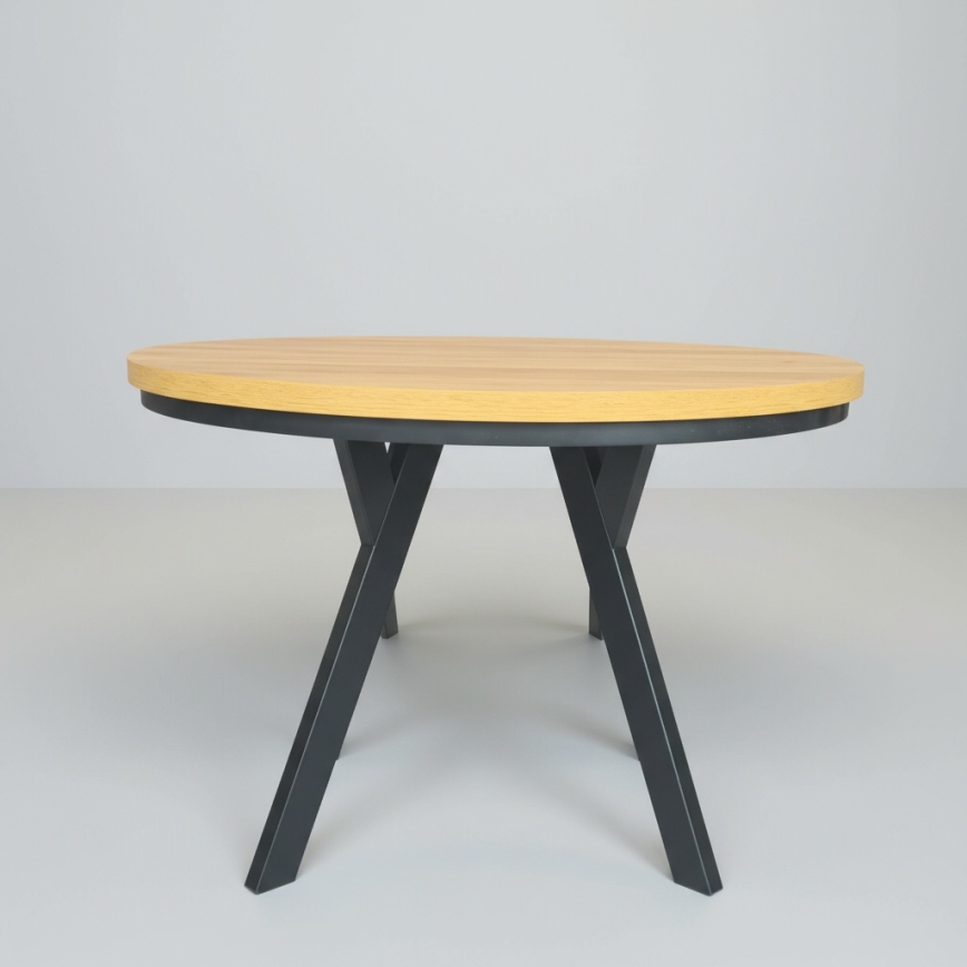 Rozkládací jídelní stůl CENTRO 100/140x77 cm dub craft/černá