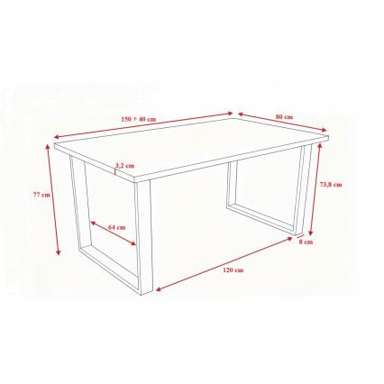 Rozkládací jídelní stůl COLIN 150/190x80 cm dub sonoma