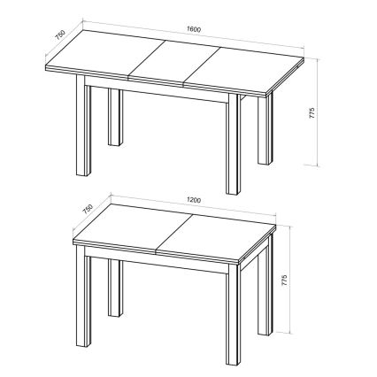 Rozkládací jídelní stůl DOO 120/160x75 cm dub artisan/černá
