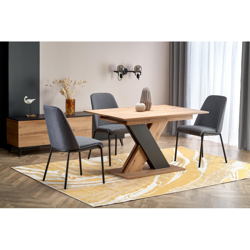Rozkládací jídelní stůl DROM 130/175x85 cm dub wotan/černá