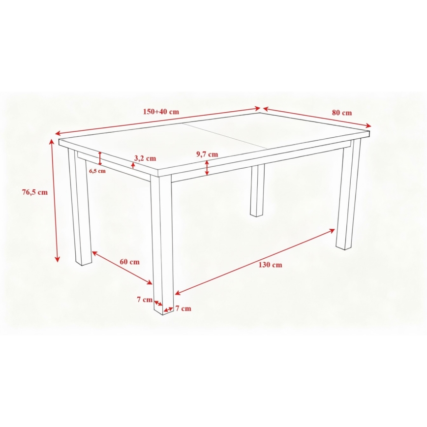 Rozkládací jídelní stůl LIAM 150/190x80 cm dub sonoma
