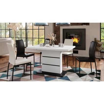 Rozkládací jídelní stůl PAOLO 120/160/200x80 cm bílá/černá