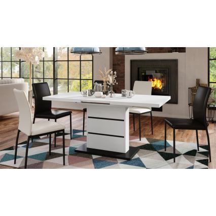 Rozkládací jídelní stůl PAOLO 120/160/200x80 cm bílá/černá