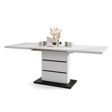 Rozkládací jídelní stůl PAOLO 120/160/200x80 cm bílá/černá